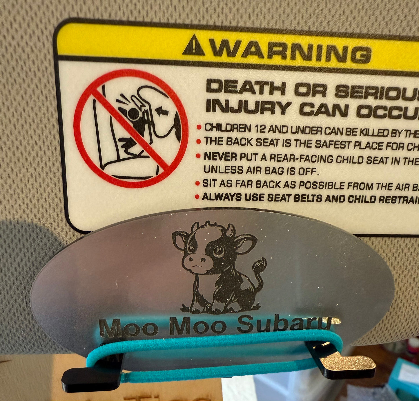 Moo Moo Subaru Sunvisor Clip
