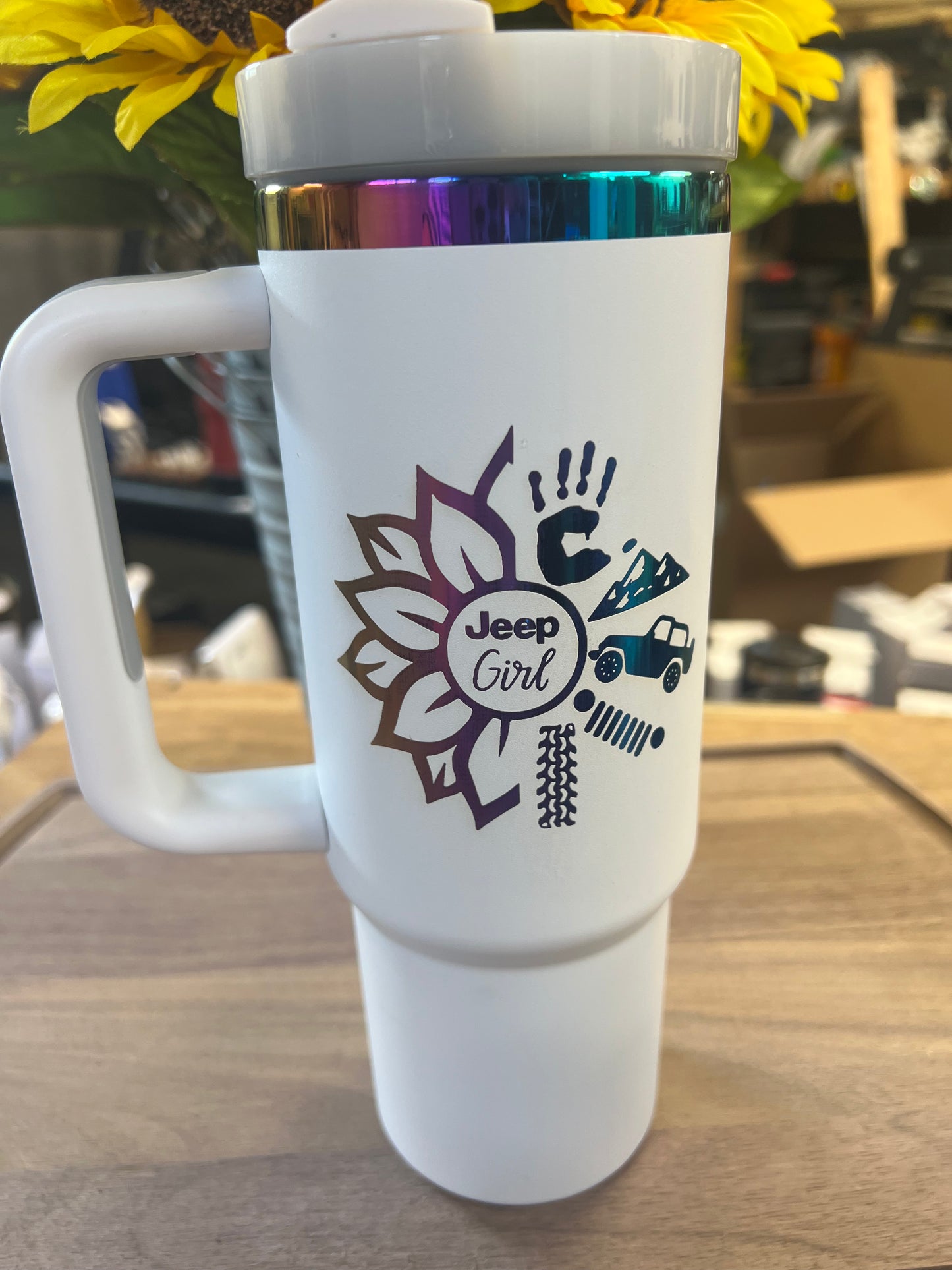Jeep Handled 30oz Metallic Rainbow Tumblers
