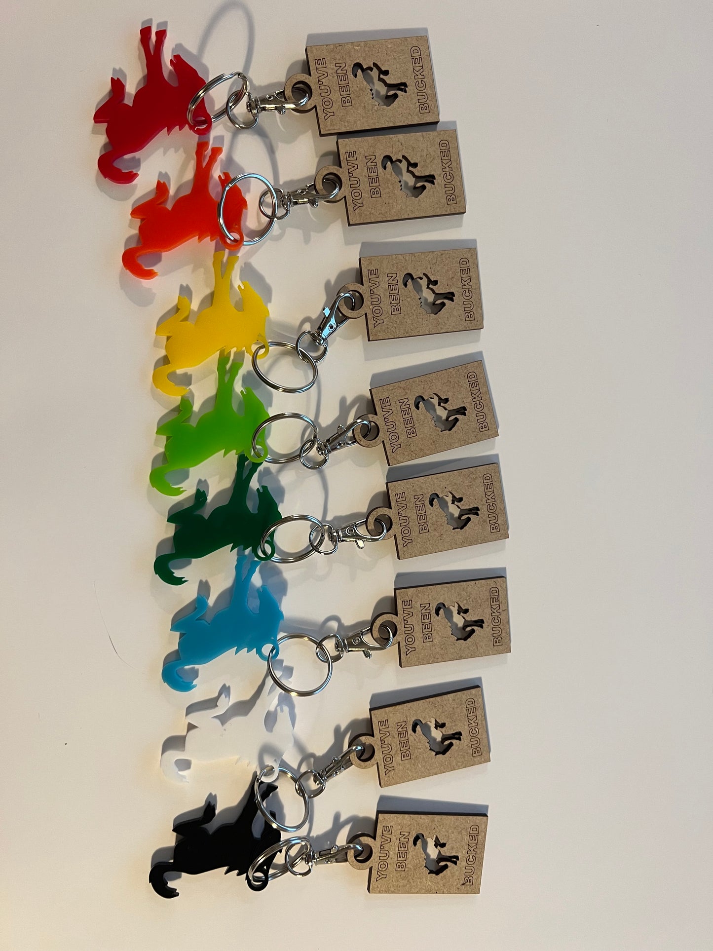 10 Pack - Buck Buck Bronco Key Chains - Multi Colored